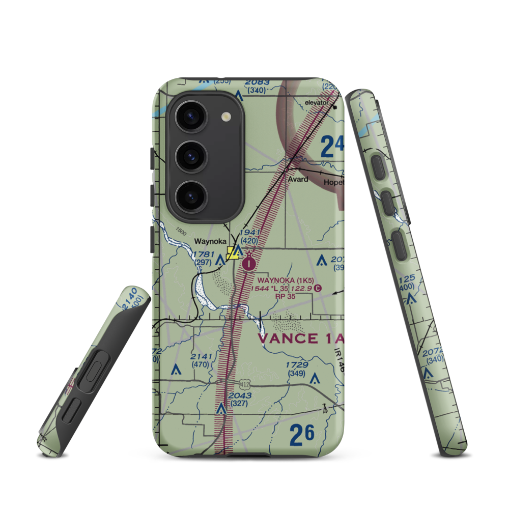 Waynoka Municipal Airport (1K5) VFR Sectional Samsung Phone Case Samsung Galaxy S23 model shown
