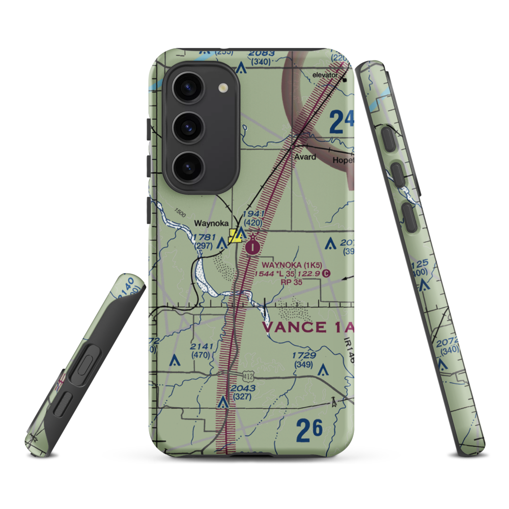 Waynoka Municipal Airport (1K5) VFR Sectional Samsung Phone Case Samsung Galaxy S23 Plus model shown