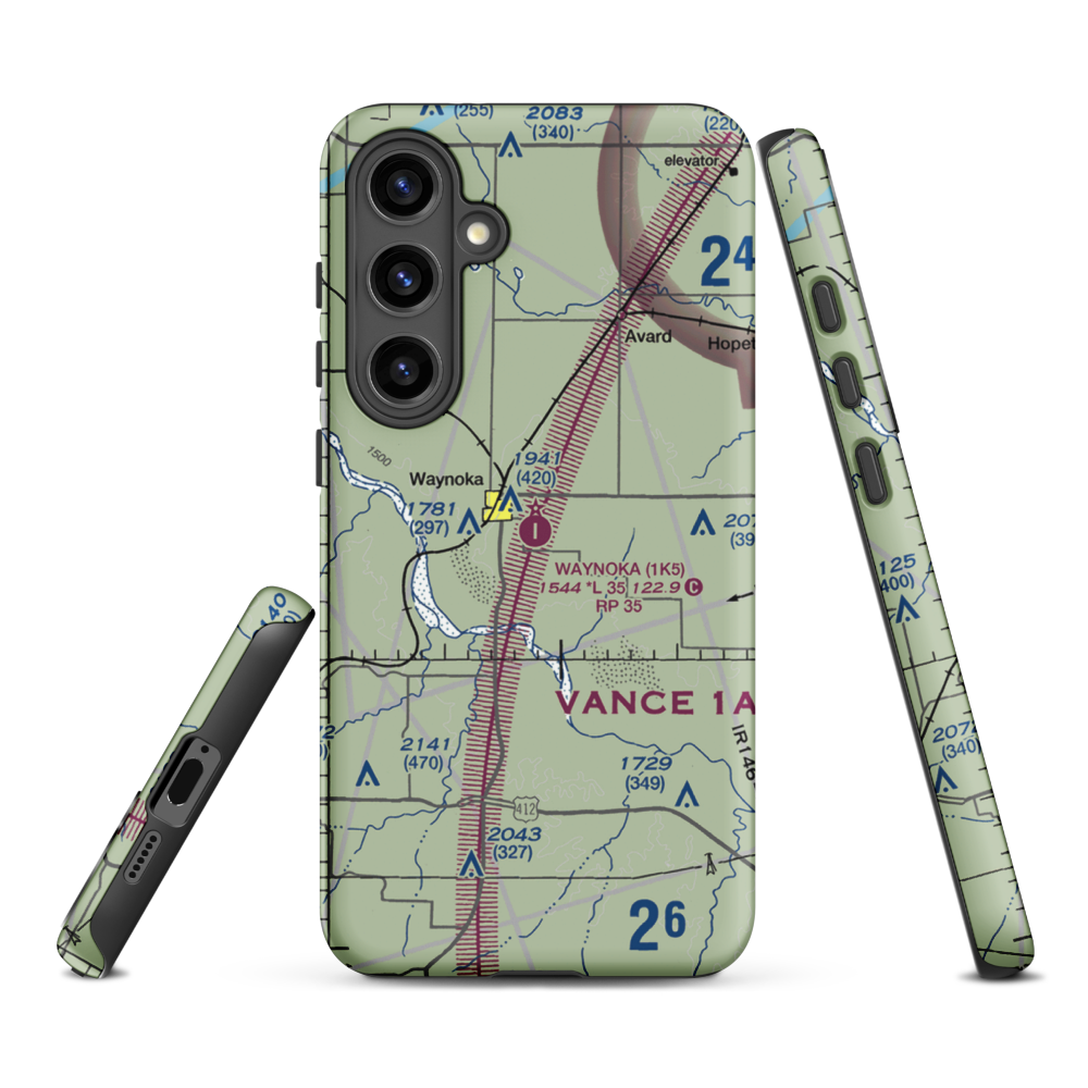 Waynoka Municipal Airport (1K5) VFR Sectional Samsung Phone Case Samsung Galaxy S24 Plus model shown