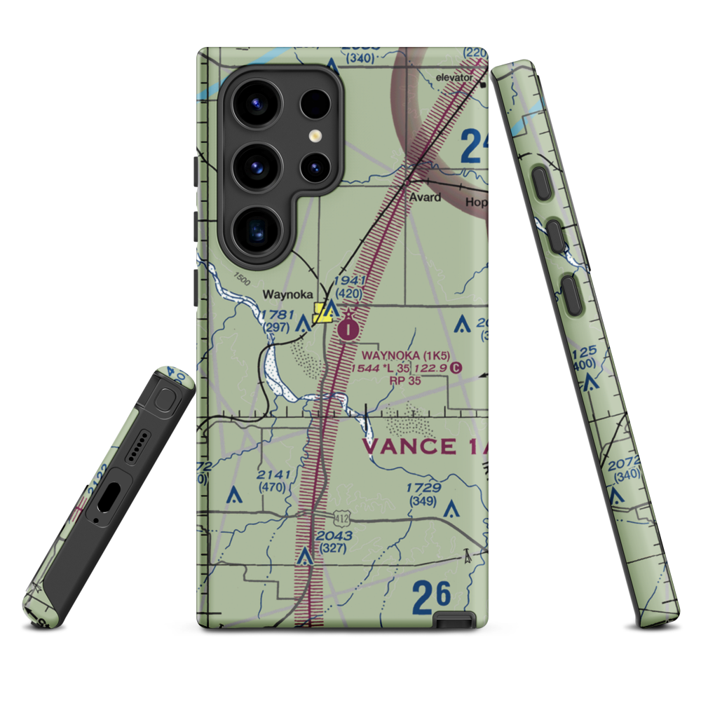 Waynoka Municipal Airport (1K5) VFR Sectional Samsung Phone Case Samsung Galaxy S24 Ultra model shown