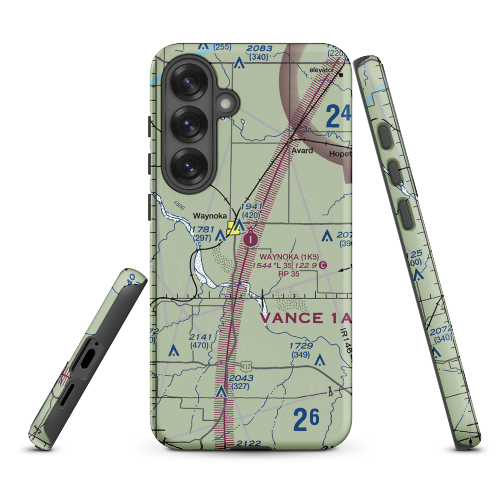 Waynoka Municipal Airport (1K5) VFR Sectional Samsung Phone Case Samsung Galaxy S25 Plus model shown