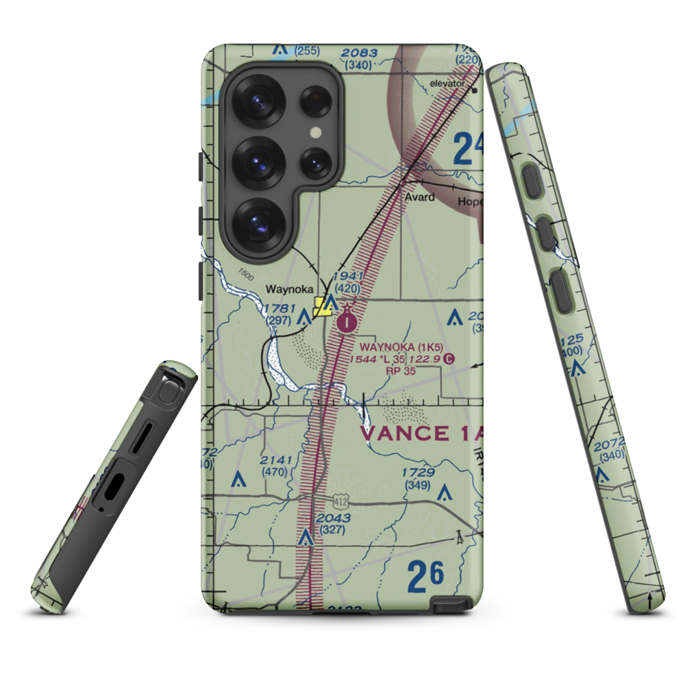 Waynoka Municipal Airport (1K5) VFR Sectional Samsung Phone Case Samsung Galaxy S25 Ultra model shown