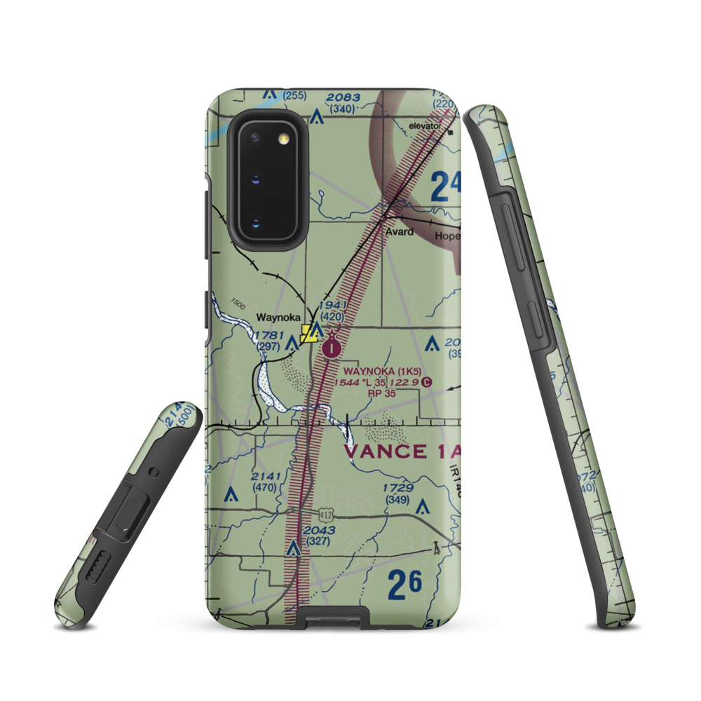 Waynoka Municipal Airport (1K5) VFR Sectional Samsung Phone Case Samsung Galaxy S20 model shown