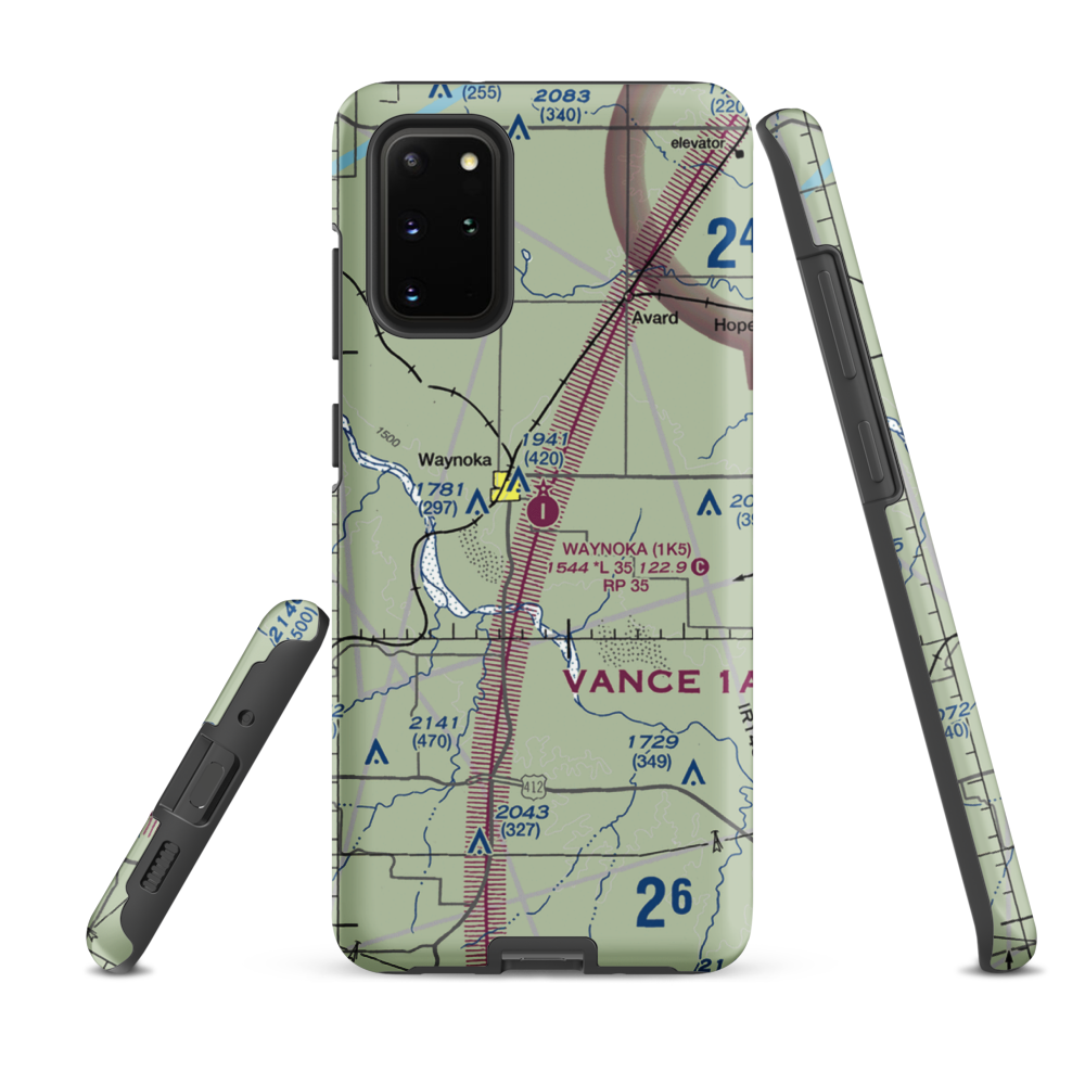 Waynoka Municipal Airport (1K5) VFR Sectional Samsung Phone Case Samsung Galaxy S20 Plus model shown