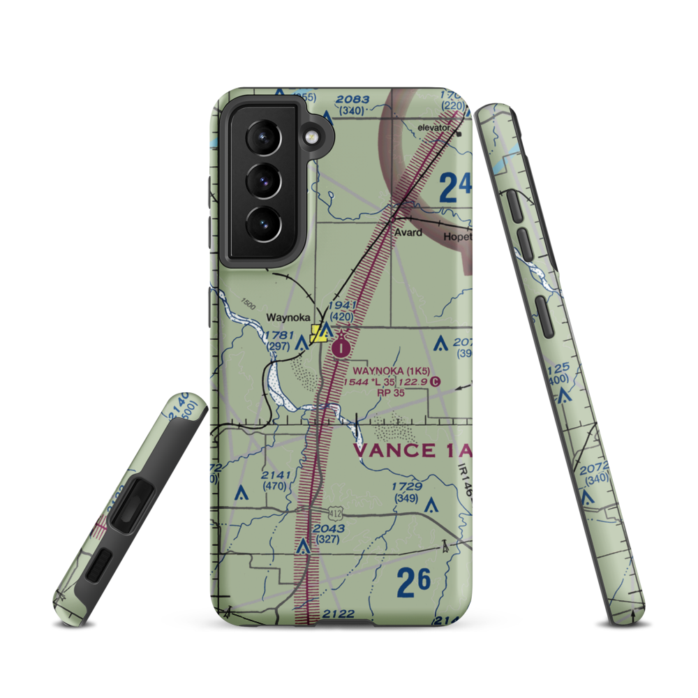 Waynoka Municipal Airport (1K5) VFR Sectional Samsung Phone Case Samsung Galaxy S21 model shown