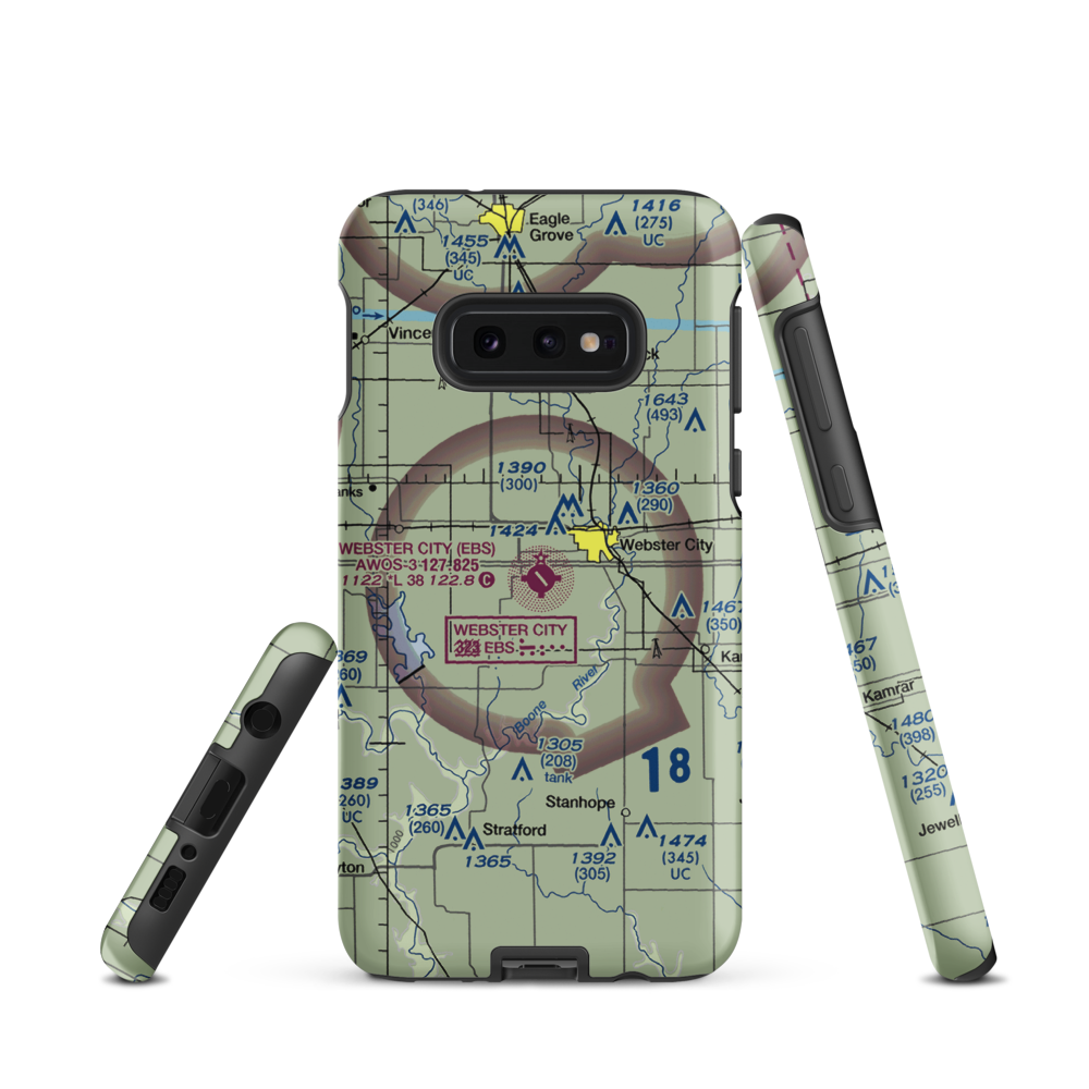 Webster City Municipal Airport (EBS) VFR Sectional Samsung Phone Case Samsung Galaxy S10e model shown
