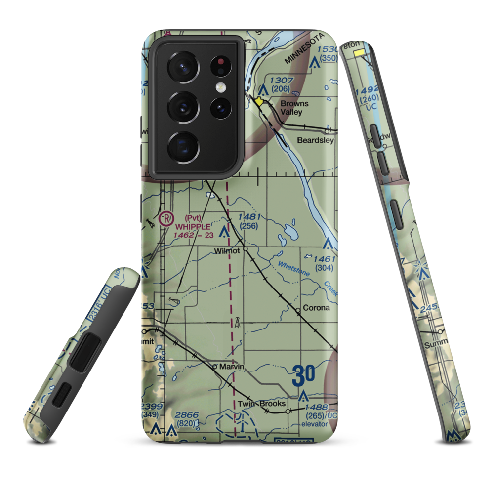 Webster-Eneboe Airstrip (SD82) VFR Sectional Samsung Phone Case Samsung Galaxy S21 Plus model shown