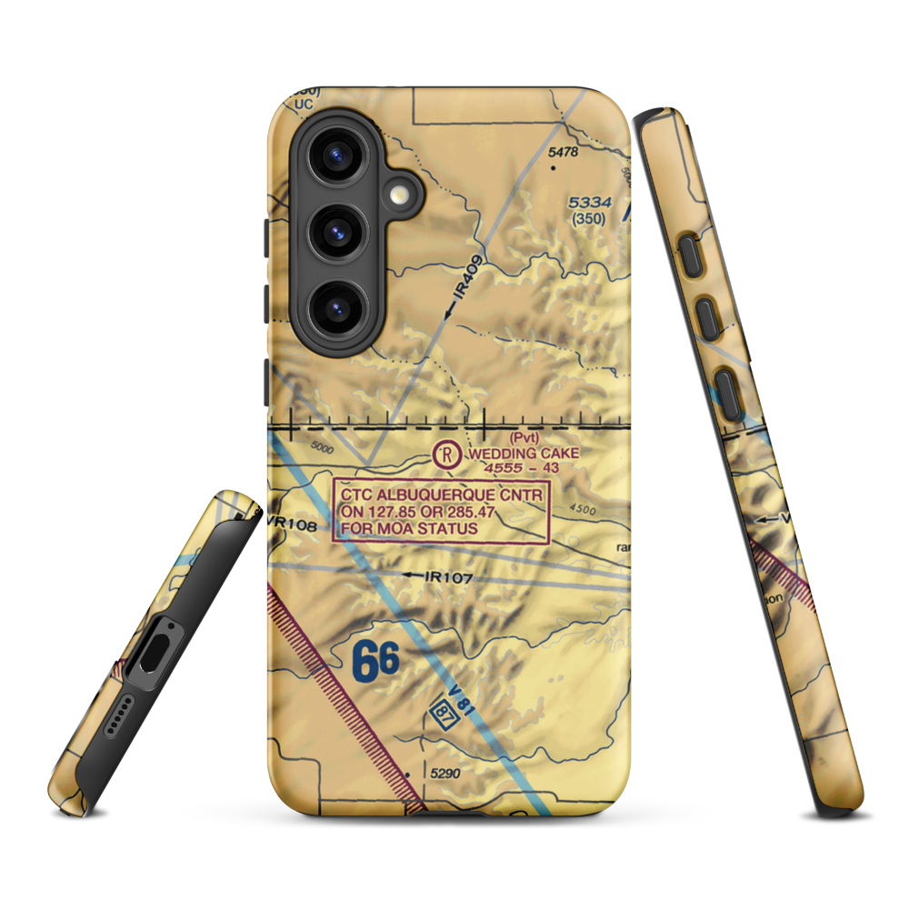 Wedding Cake Ranch Airport (NM14) VFR Sectional Samsung Phone Case Samsung Galaxy S24 Plus model shown