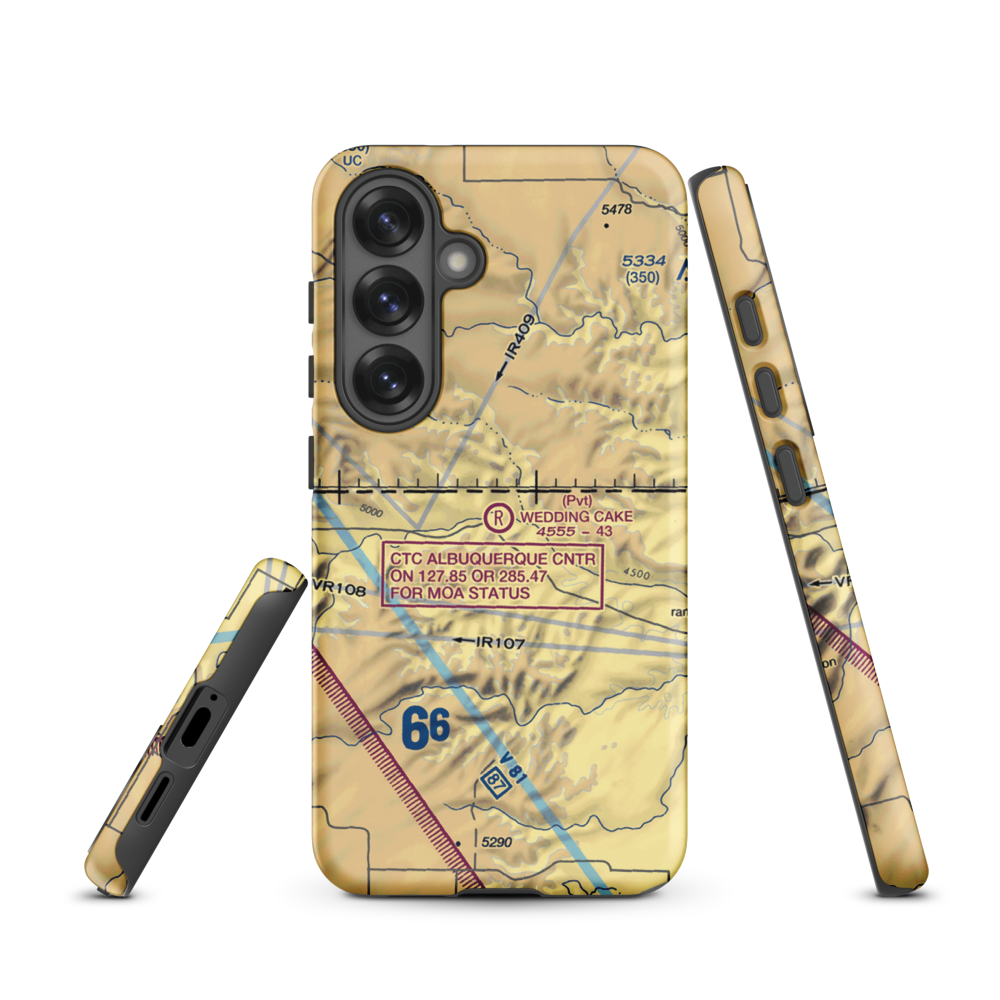 Wedding Cake Ranch Airport (NM14) VFR Sectional Samsung Phone Case Samsung Galaxy S25 model shown