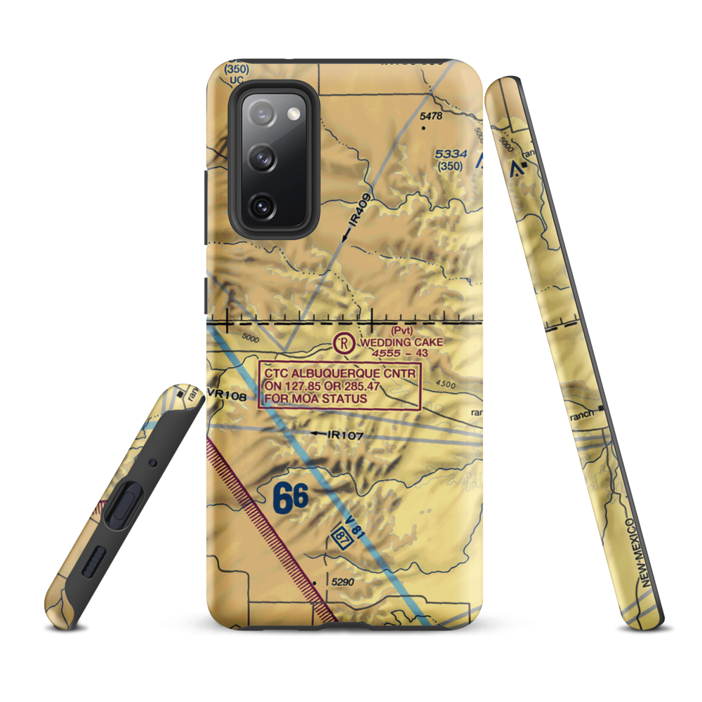 Wedding Cake Ranch Airport (NM14) VFR Sectional Samsung Phone Case Samsung Galaxy S20 FE model shown