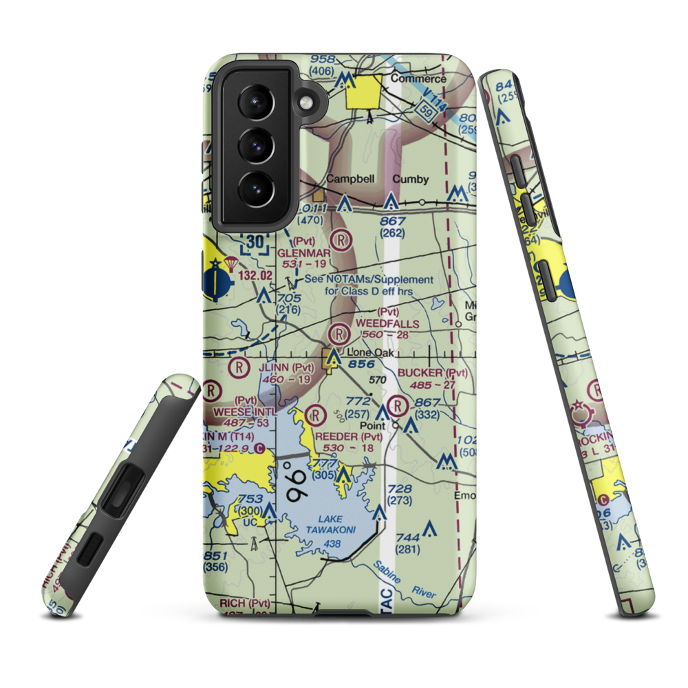 Weedfalls Airport (XA45) VFR Sectional Samsung Phone Case Samsung Galaxy S21 Plus model shown