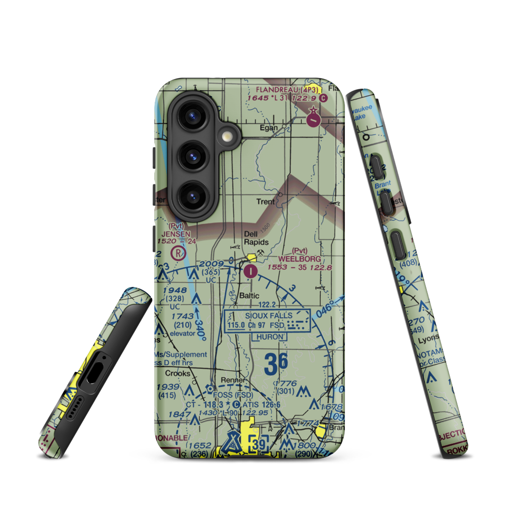 Weelborg Airport (9SD9) VFR Sectional Samsung Phone Case Samsung Galaxy S24 model shown