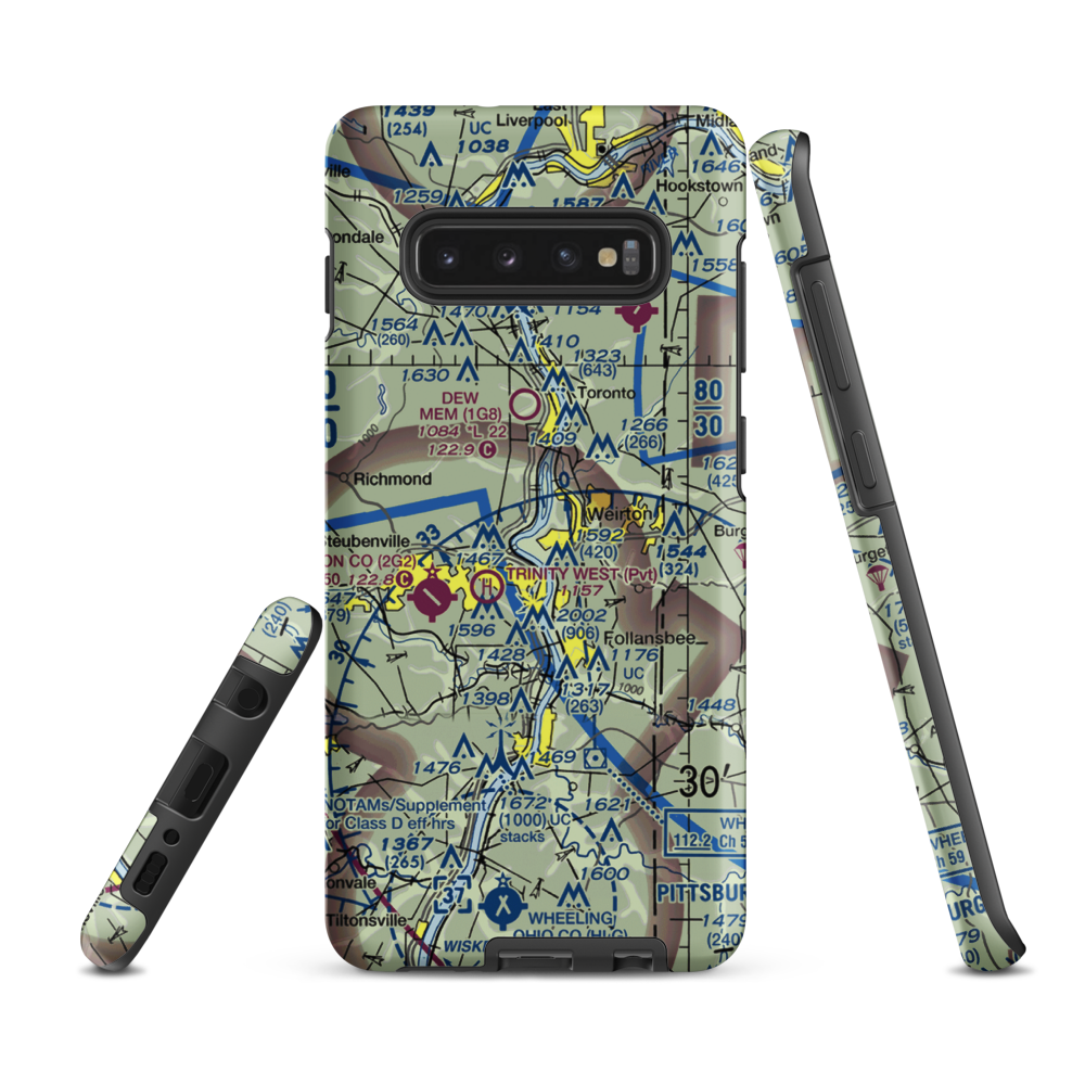 Weirton - Steubenville Seaplane Base (WV42) VFR Sectional Samsung Phone Case Samsung Galaxy S10 Plus model shown