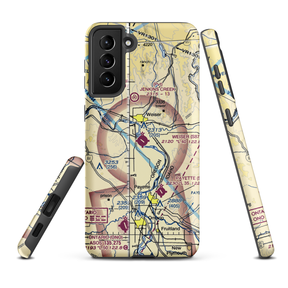 Weiser Municipal Airport (S87) VFR Sectional Samsung Phone Case Samsung Galaxy S21 FE model shown