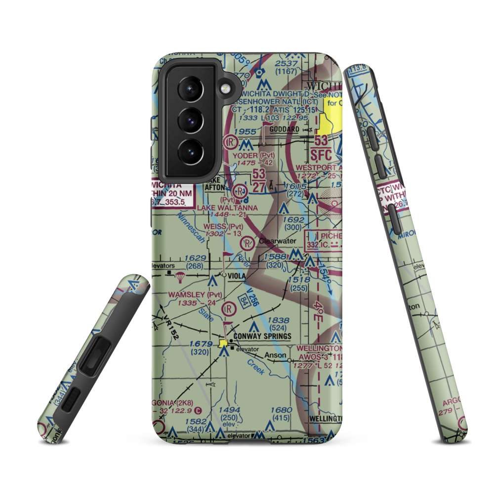 Weiss Acres Airport (24KS) VFR Sectional Samsung Phone Case Samsung Galaxy S21 FE model shown