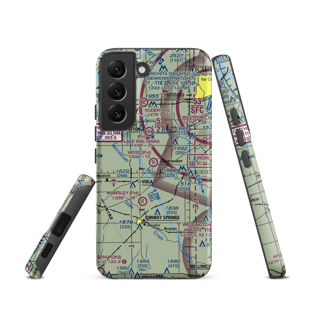 Weiss Acres Airport (24KS) VFR Sectional Samsung Phone Case Samsung Galaxy S22 model shown