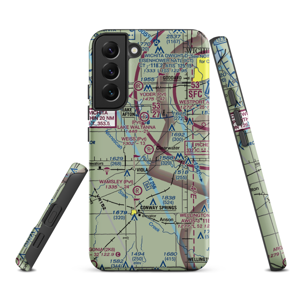 Weiss Acres Airport (24KS) VFR Sectional Samsung Phone Case Samsung Galaxy S22 Plus model shown