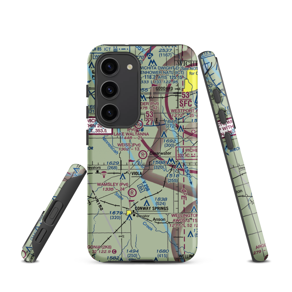 Weiss Acres Airport (24KS) VFR Sectional Samsung Phone Case Samsung Galaxy S23 model shown