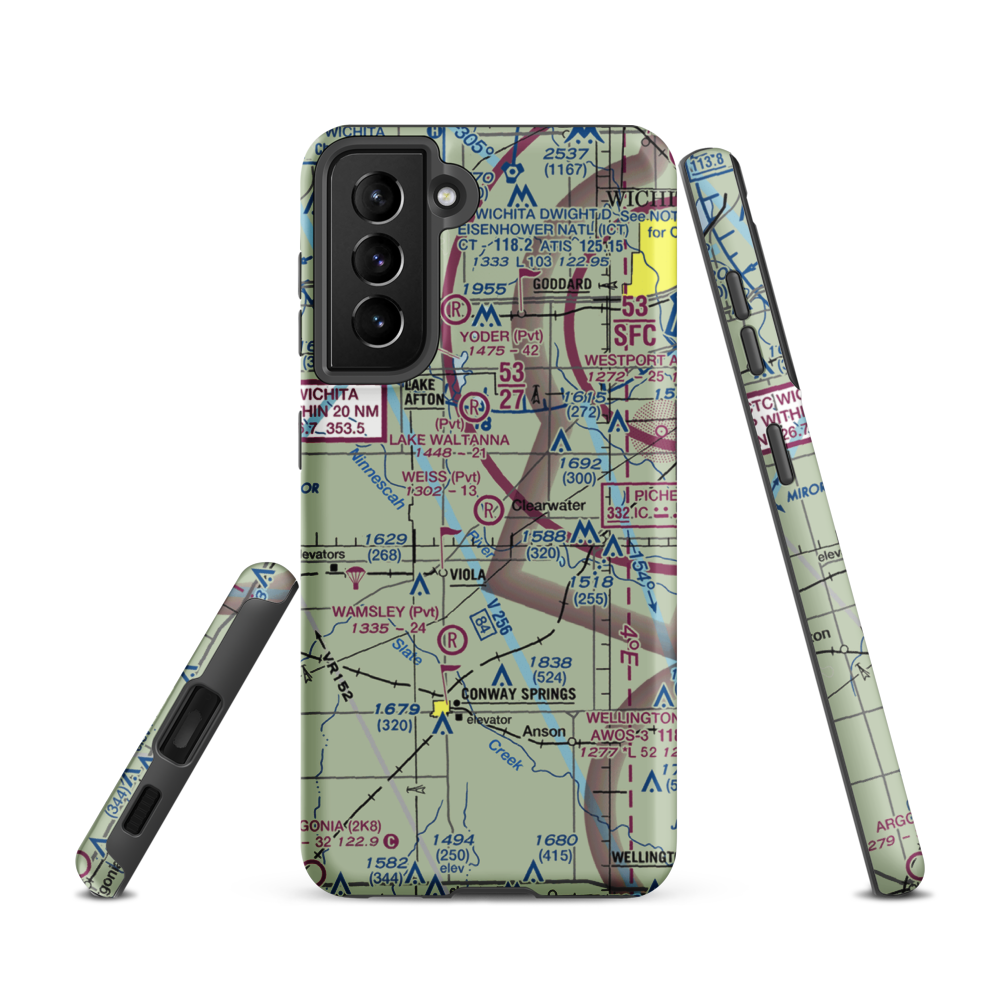 Weiss Acres Airport (24KS) VFR Sectional Samsung Phone Case Samsung Galaxy S21 model shown