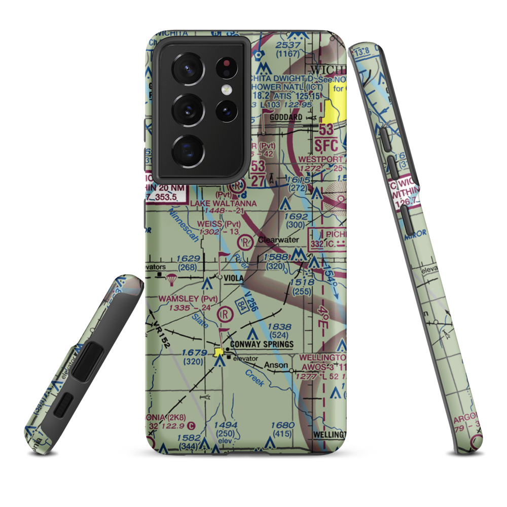 Weiss Acres Airport (24KS) VFR Sectional Samsung Phone Case Samsung Galaxy S21 Ultra model shown