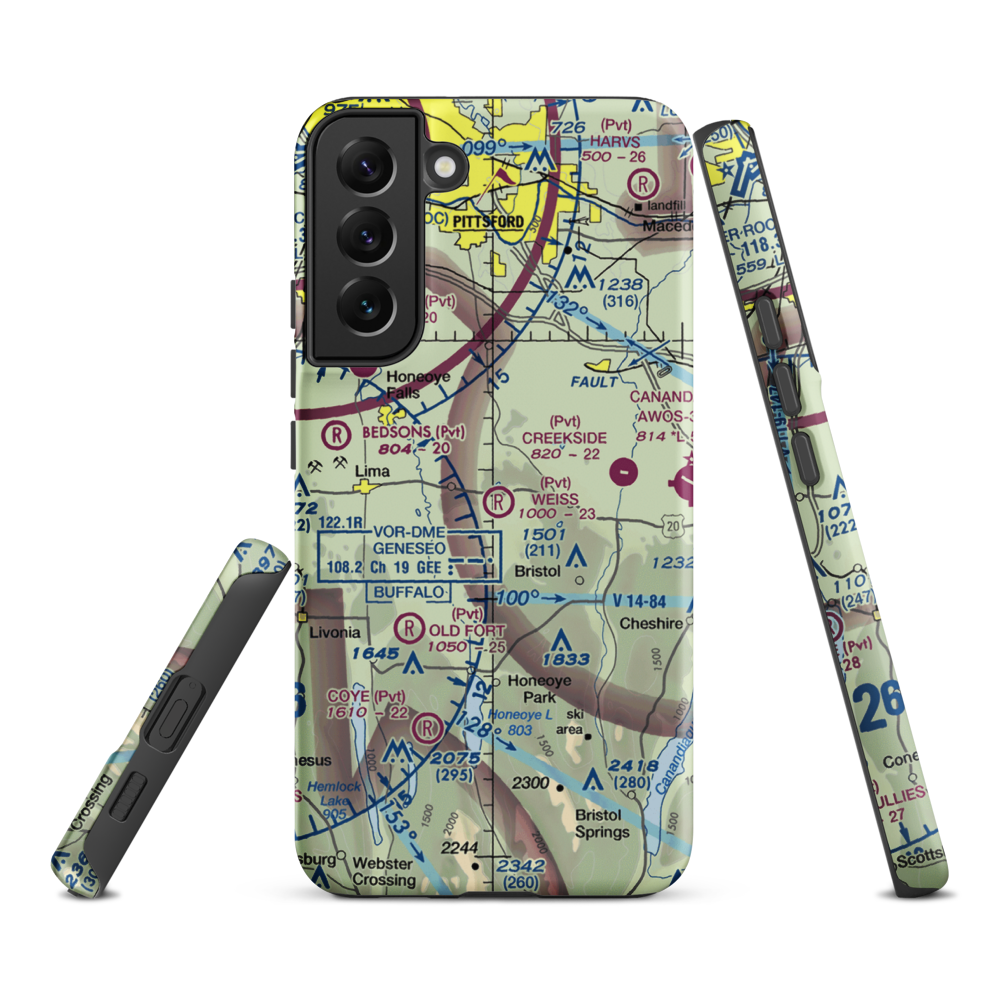 Weiss Airfield (00NY) VFR Sectional Samsung Phone Case Samsung Galaxy S22 Plus model shown