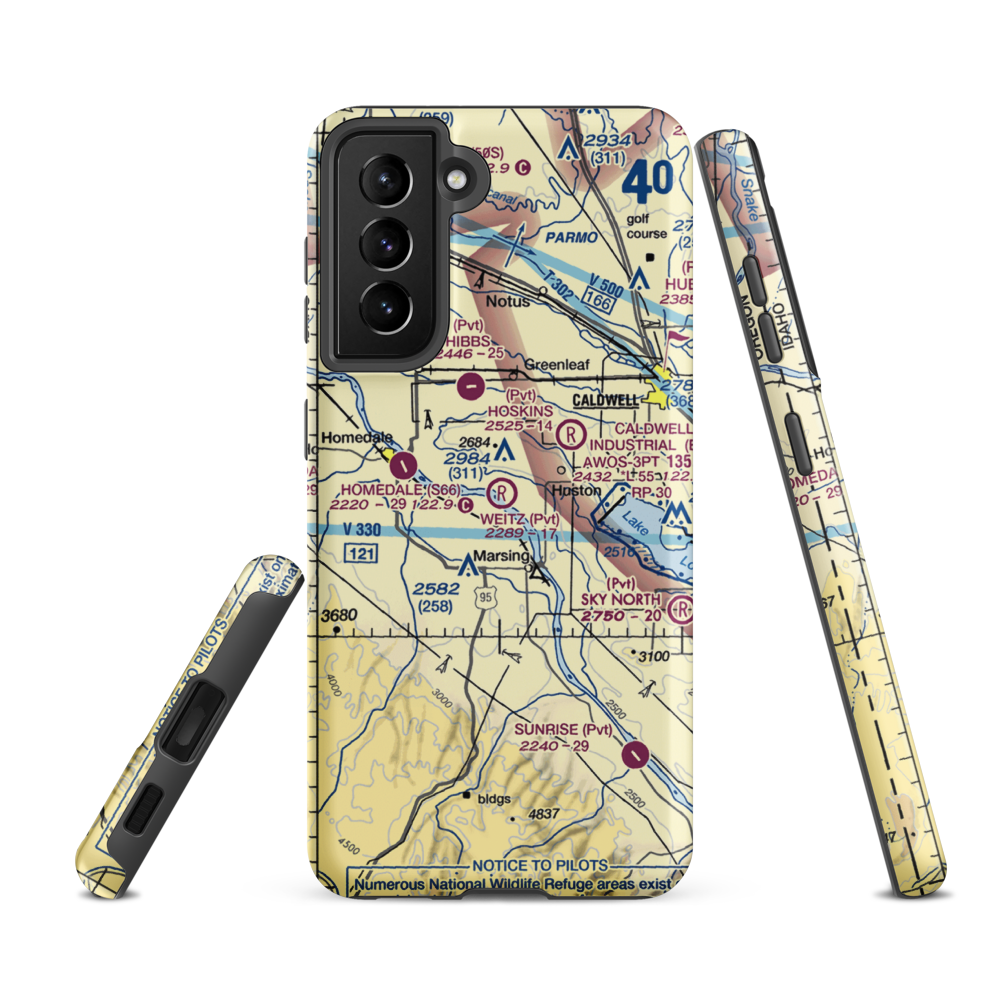 Weitz Airport (ID10) VFR Sectional Samsung Phone Case Samsung Galaxy S21 FE model shown