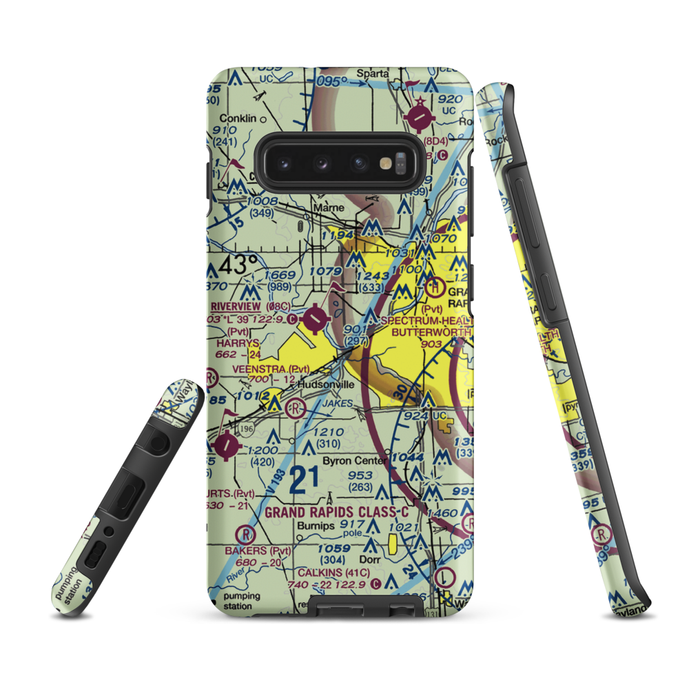 Weller Airport (MI78) VFR Sectional Samsung Phone Case Samsung Galaxy S10 Plus model shown