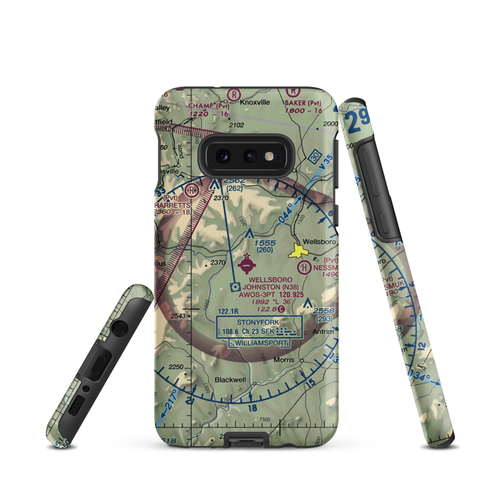 Wellsboro Johnston Airport (N38) VFR Sectional Samsung Phone Case Samsung Galaxy S10e model shown