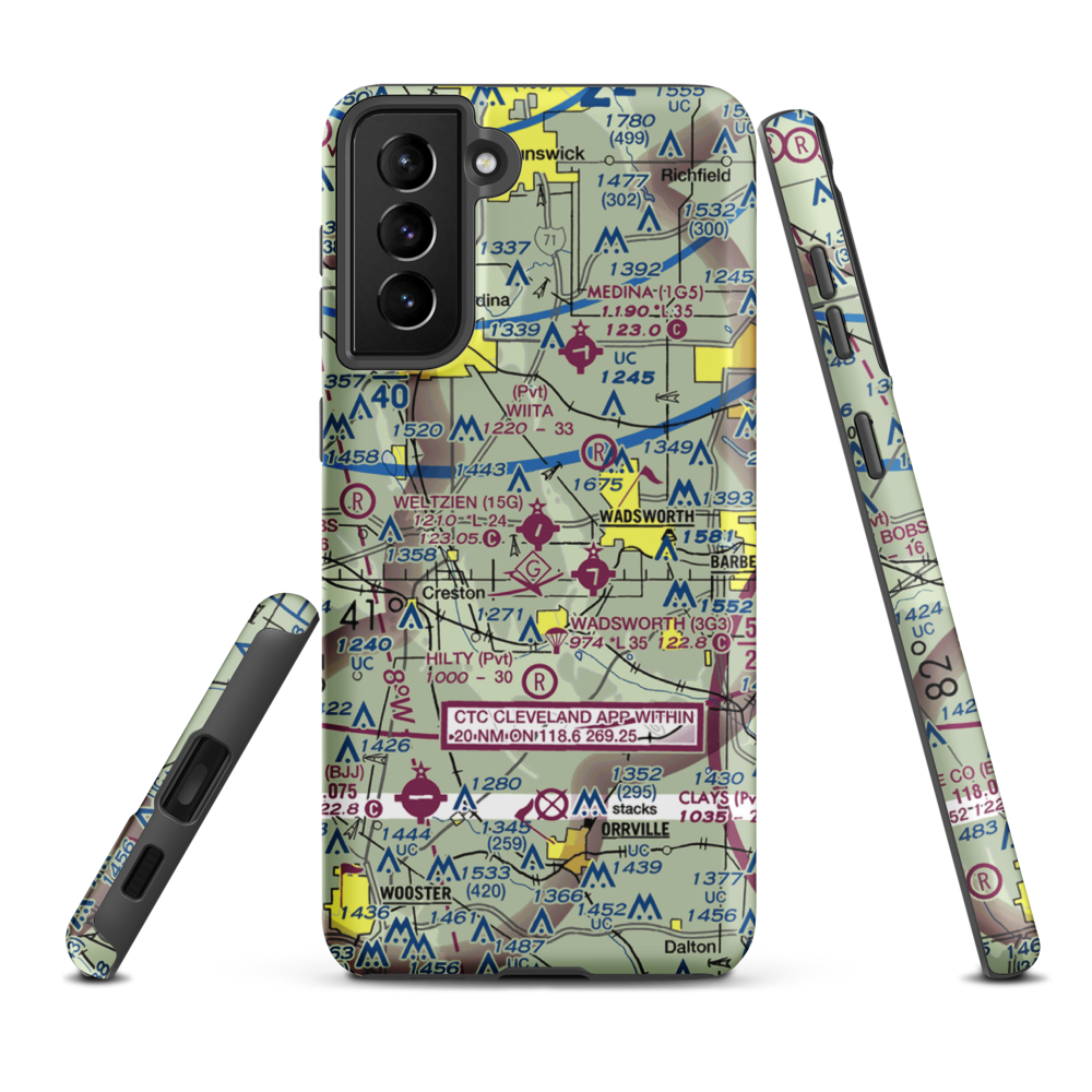 Weltzien Skypark Airport (15G) VFR Sectional Samsung Phone Case Samsung Galaxy S21 Plus model shown