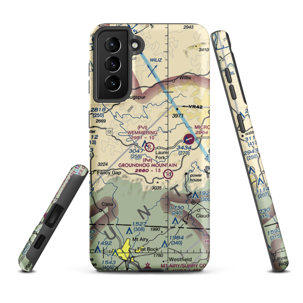 Wemmering Airport (57VA) VFR Sectional Samsung Phone Case Samsung Galaxy S21 Plus model shown