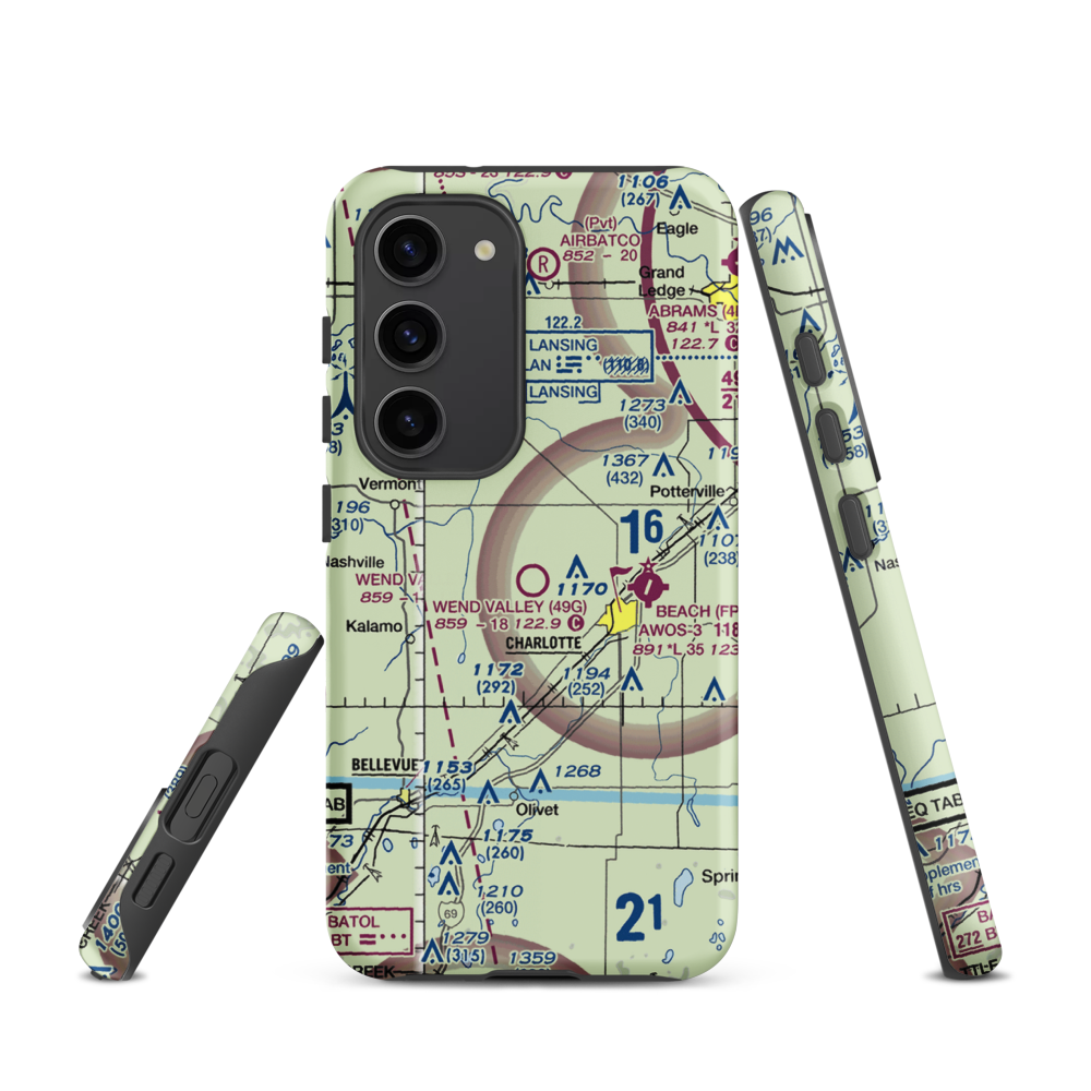 Wend Valley Airport (49G) VFR Sectional Samsung Phone Case Samsung Galaxy S23 model shown