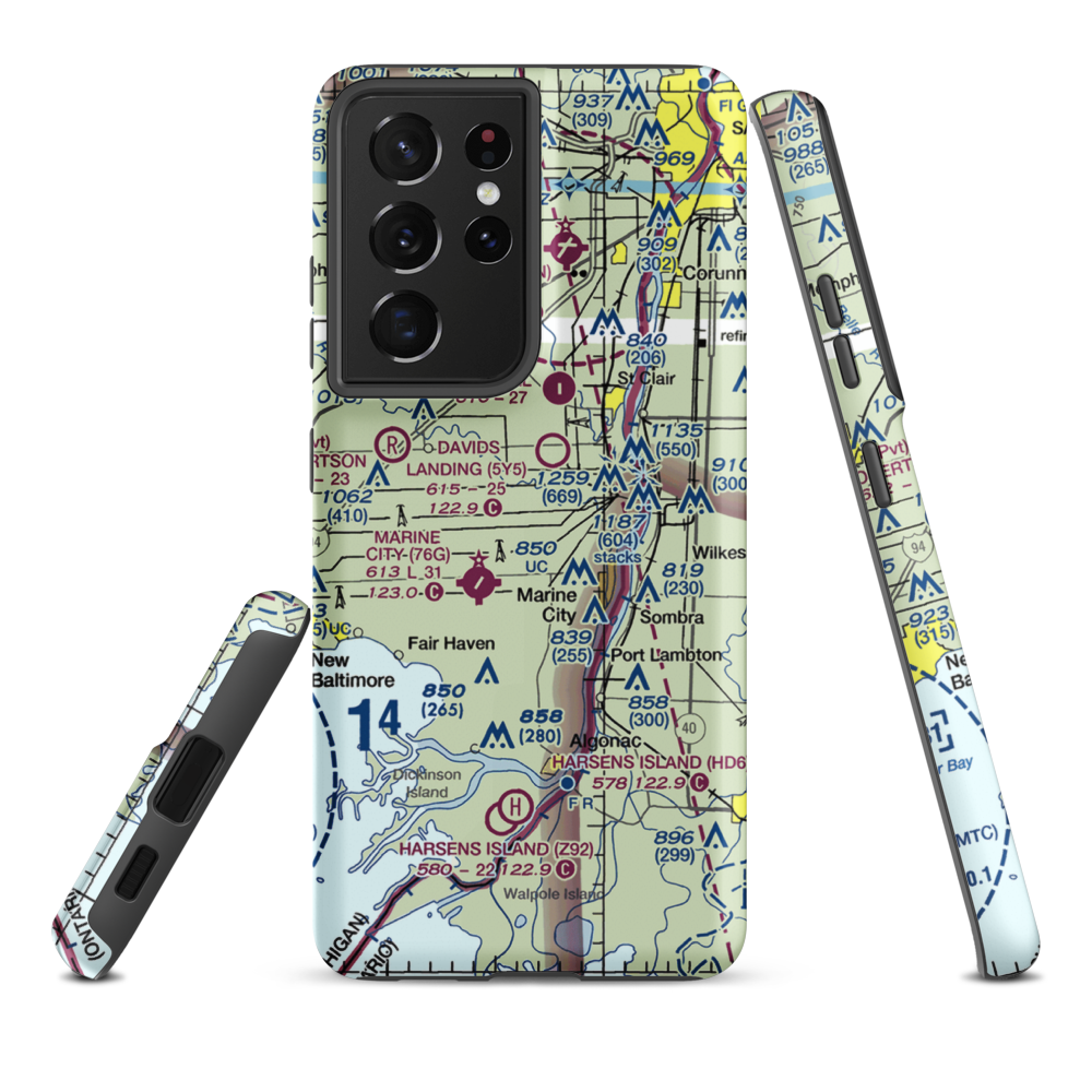 Wenning Landing Area Airport (MI37) VFR Sectional Samsung Phone Case Samsung Galaxy S21 Plus model shown