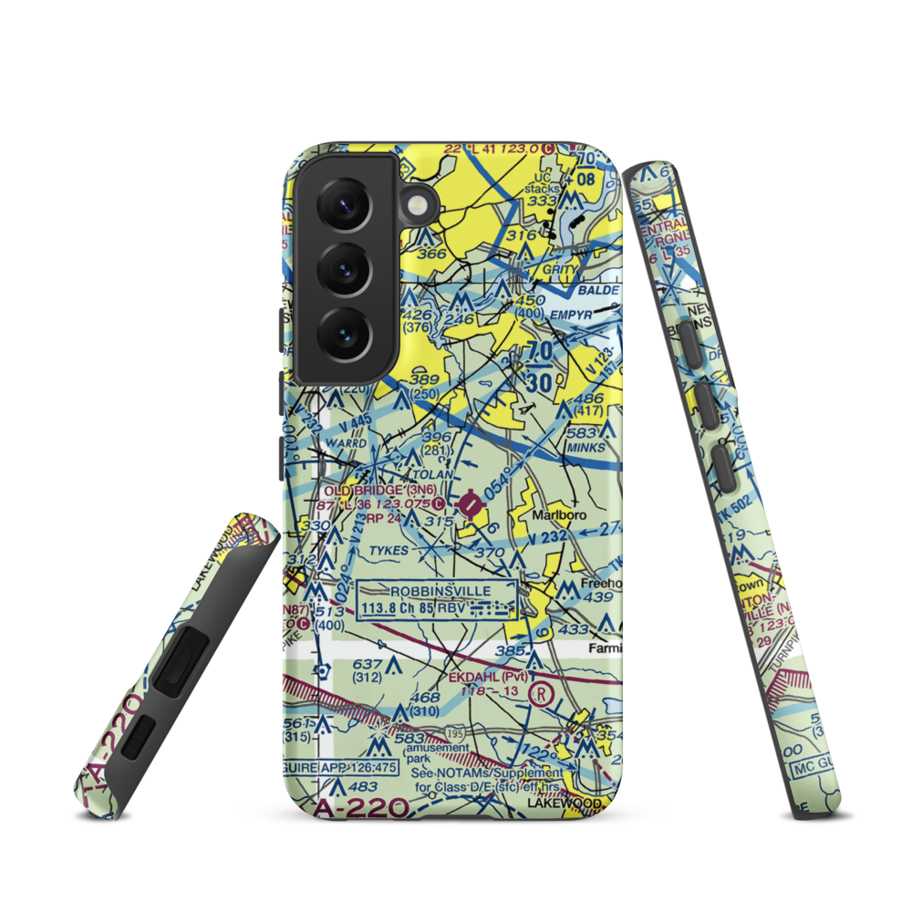 Werner Private Airport (NJ75) VFR Sectional Samsung Phone Case Samsung Galaxy S22 model shown