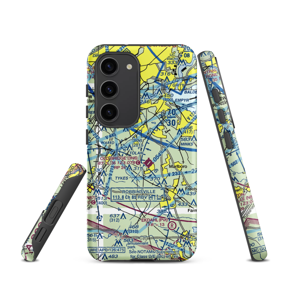 Werner Private Airport (NJ75) VFR Sectional Samsung Phone Case Samsung Galaxy S23 model shown