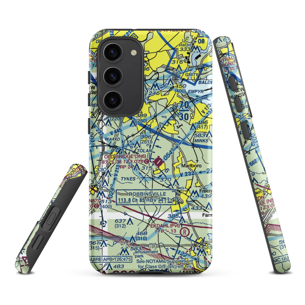 Werner Private Airport (NJ75) VFR Sectional Samsung Phone Case Samsung Galaxy S23 Plus model shown