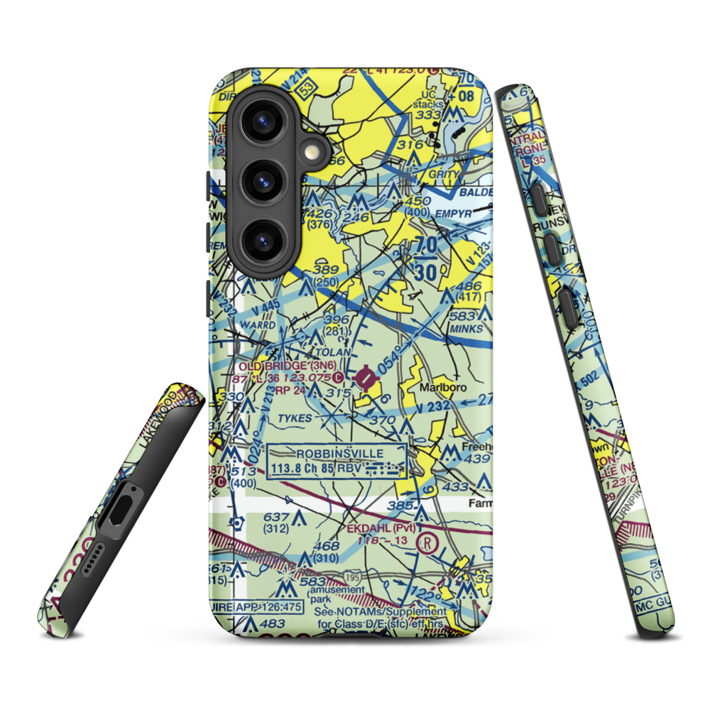 Werner Private Airport (NJ75) VFR Sectional Samsung Phone Case Samsung Galaxy S24 Plus model shown