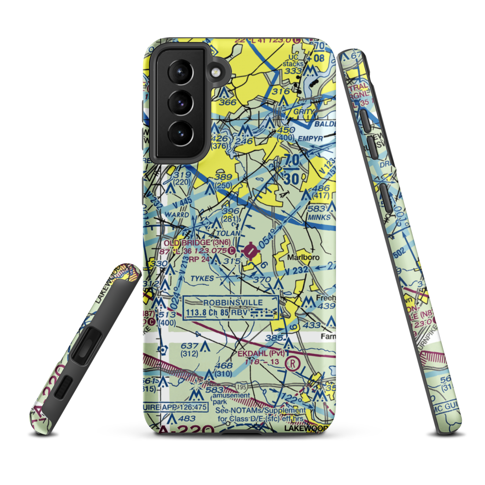 Werner Private Airport (NJ75) VFR Sectional Samsung Phone Case Samsung Galaxy S21 Plus model shown