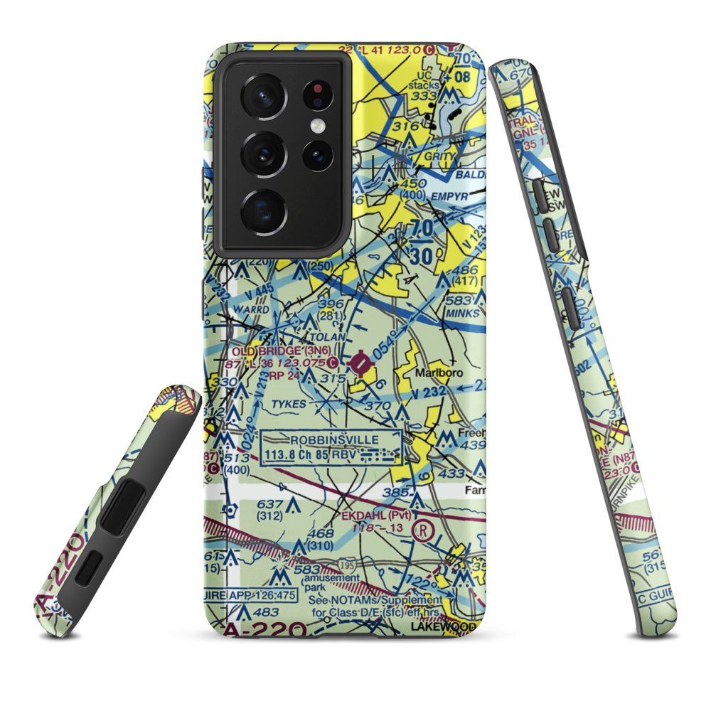 Werner Private Airport (NJ75) VFR Sectional Samsung Phone Case Samsung Galaxy S21 Plus model shown