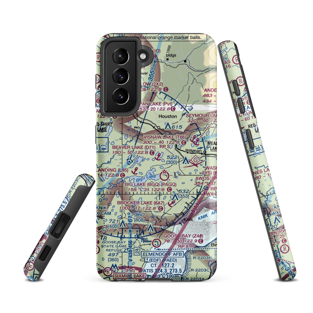 West Beaver Seaplane Base (AA01) VFR Sectional Samsung Phone Case Samsung Galaxy S21 FE model shown