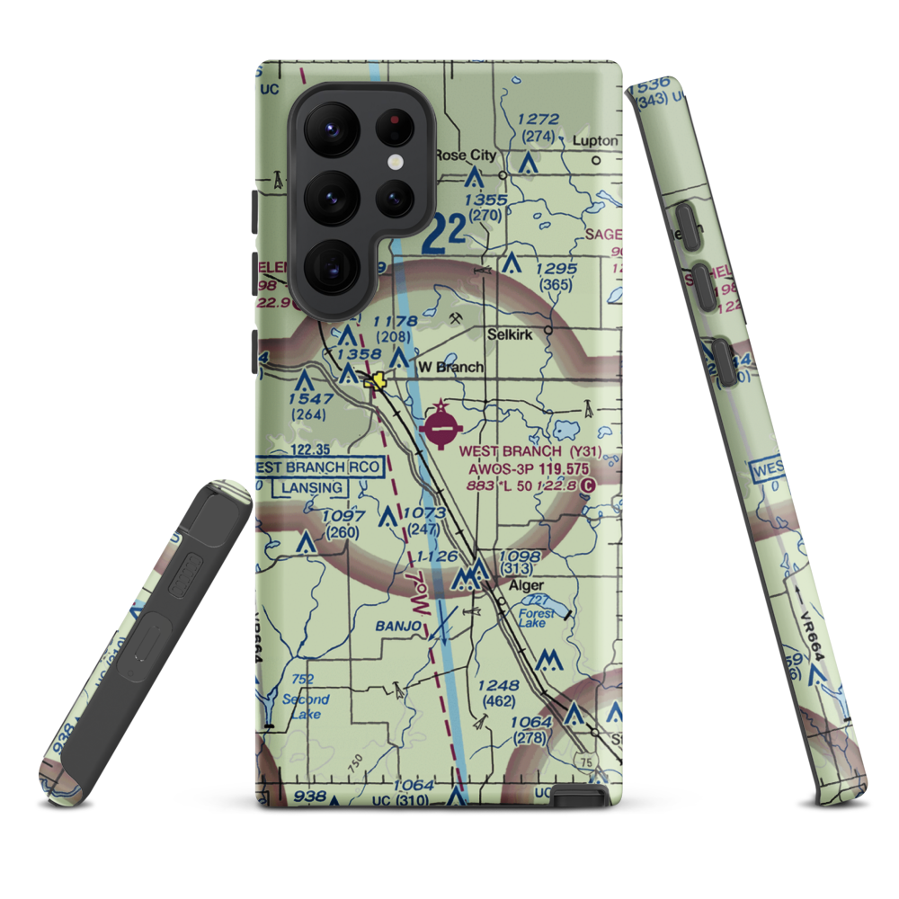 West Branch Community Airport (Y31) VFR Sectional Samsung Phone Case Samsung Galaxy S22 Ultra model shown