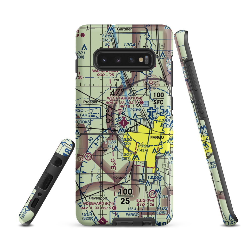 West Fargo Municipal Airport (D54) VFR Sectional Samsung Phone Case Samsung Galaxy S10 Plus model shown