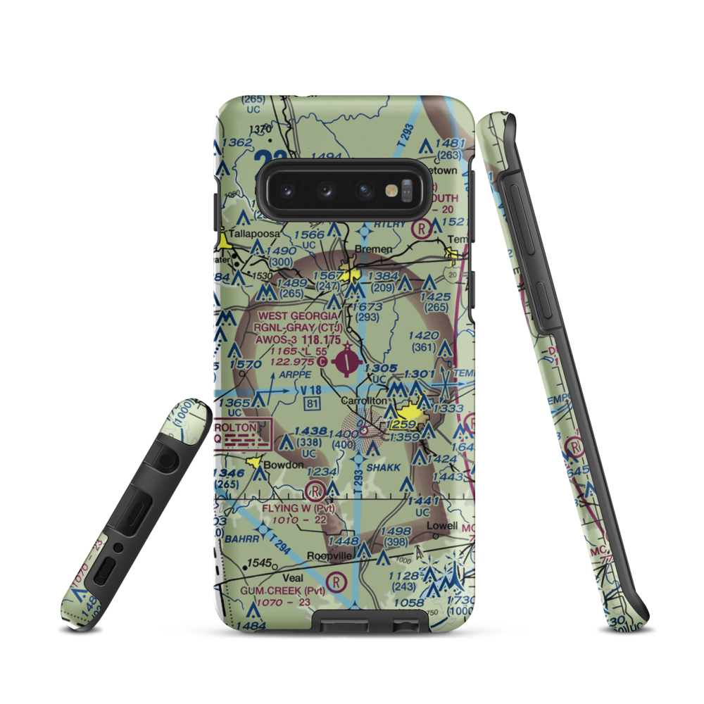 West Georgia Regional O V Gray Field (CTJ) VFR Sectional Samsung Phone Case Samsung Galaxy S10 model shown