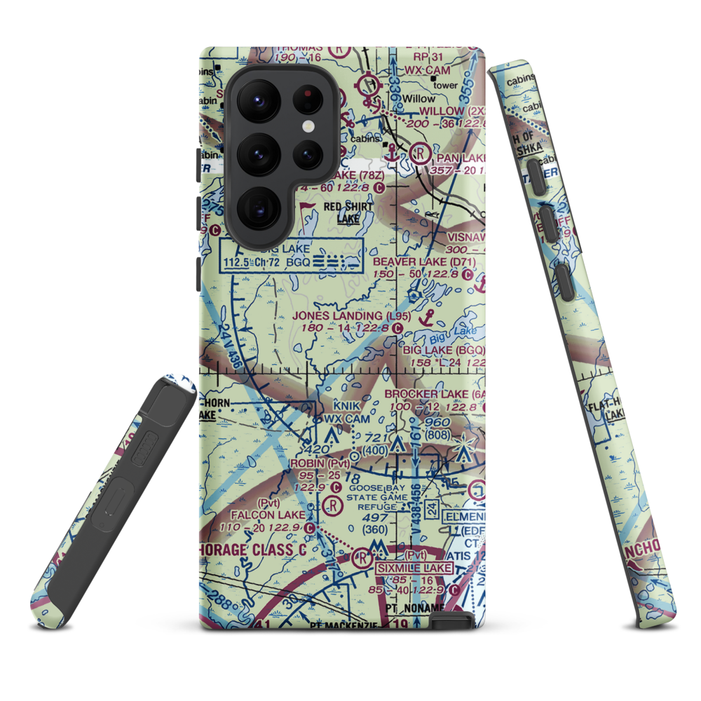 West Papoose Lake Airpark (44AK) VFR Sectional Samsung Phone Case Samsung Galaxy S22 Ultra model shown