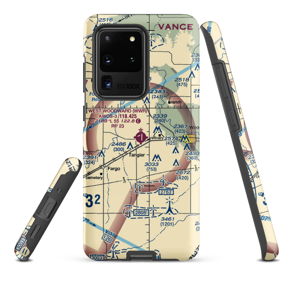 West Woodward Airport (WWR) VFR Sectional Samsung Phone Case Samsung Galaxy S20 Ultra model shown