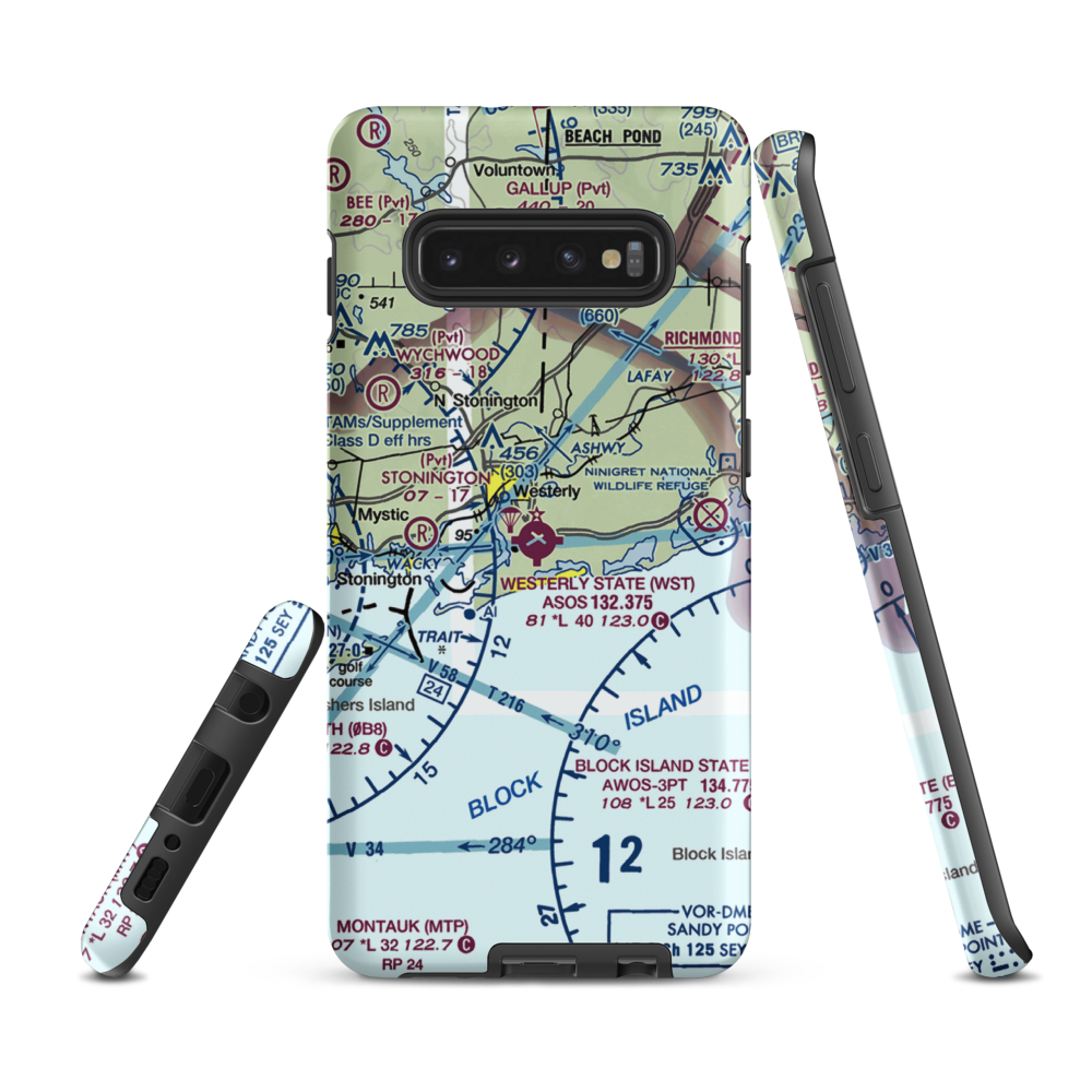 Westerly State Airport (WST) VFR Sectional Samsung Phone Case Samsung Galaxy S10 Plus model shown