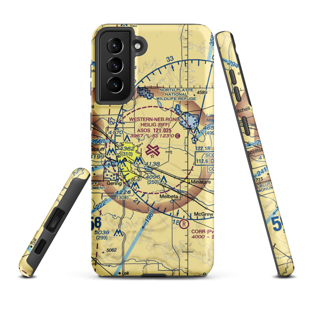 Western Neb. Rgnl/William B. Heilig Airport (BFF) VFR Sectional Samsung Phone Case Samsung Galaxy S21 FE model shown