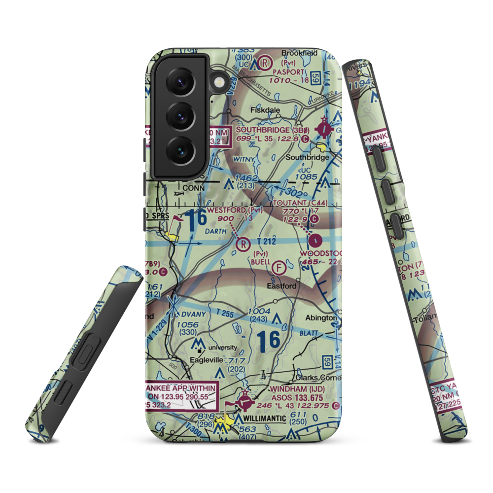 Westford Airstrip (CT74) VFR Sectional Samsung Phone Case Samsung Galaxy S22 Plus model shown
