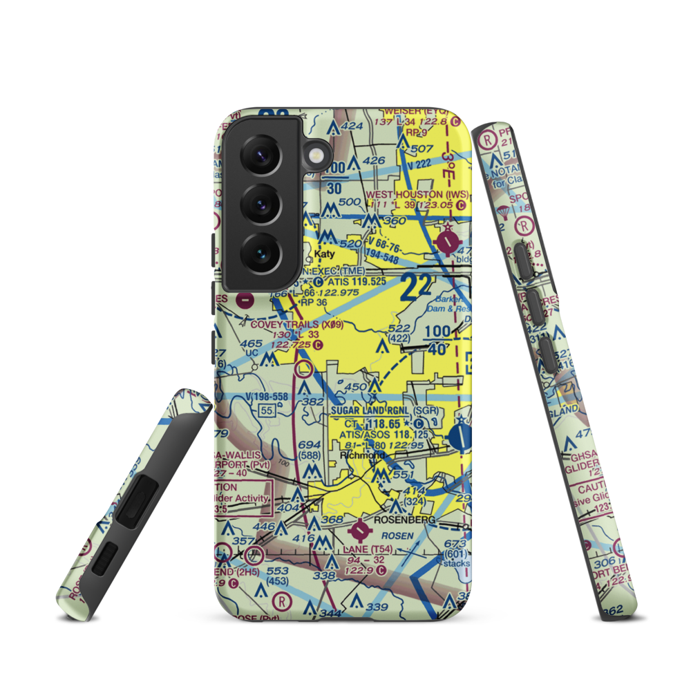 Westheimer Air Park (O07) VFR Sectional Samsung Phone Case Samsung Galaxy S22 model shown
