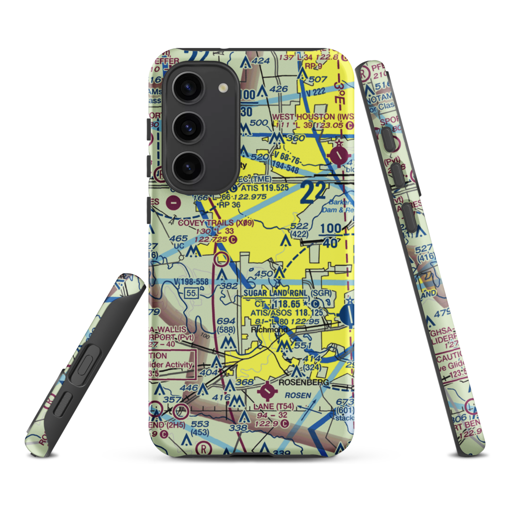 Westheimer Air Park (O07) VFR Sectional Samsung Phone Case Samsung Galaxy S23 Plus model shown