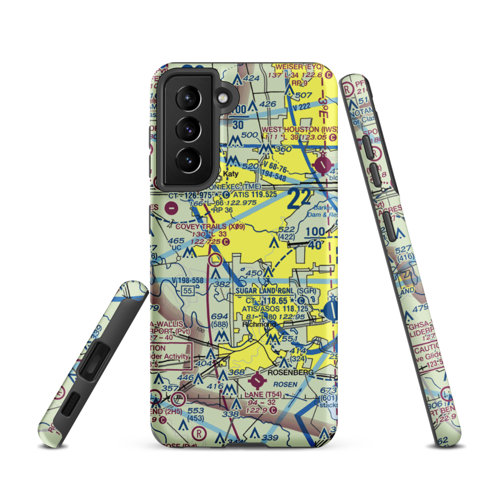 Westheimer Air Park (O07) VFR Sectional Samsung Phone Case Samsung Galaxy S21 model shown